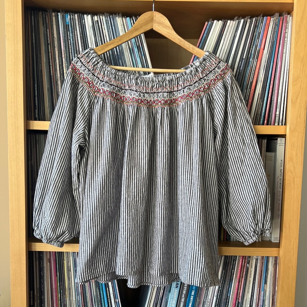 THE GREAT Striped Boho Blouse